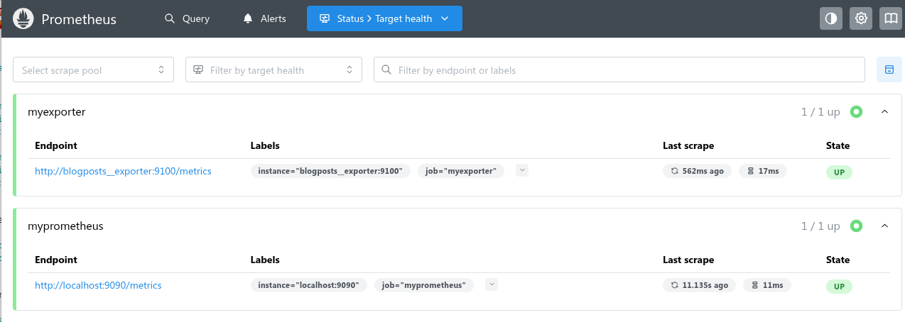 Prometheus scraping targets